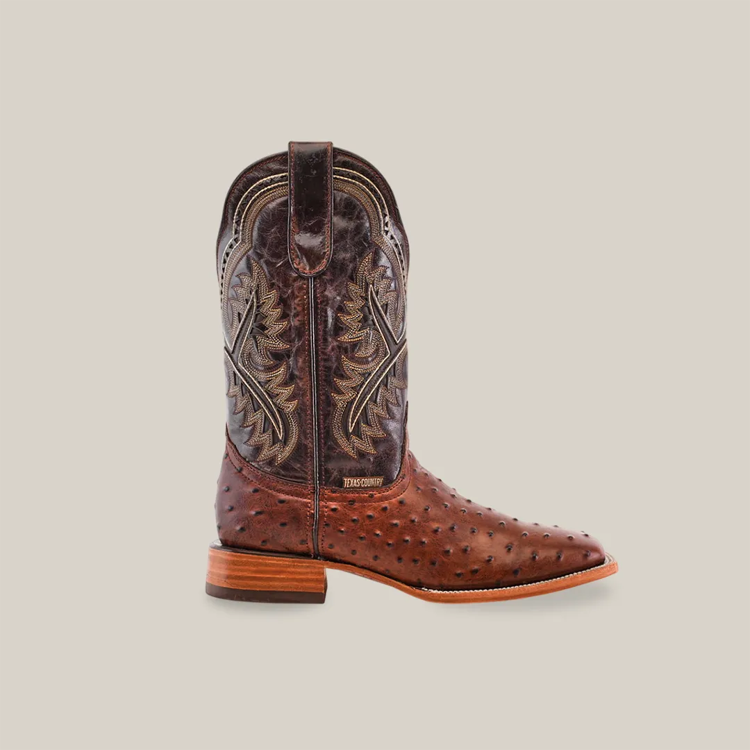 Karoo Ostrich Print Chocolate - Square Toe