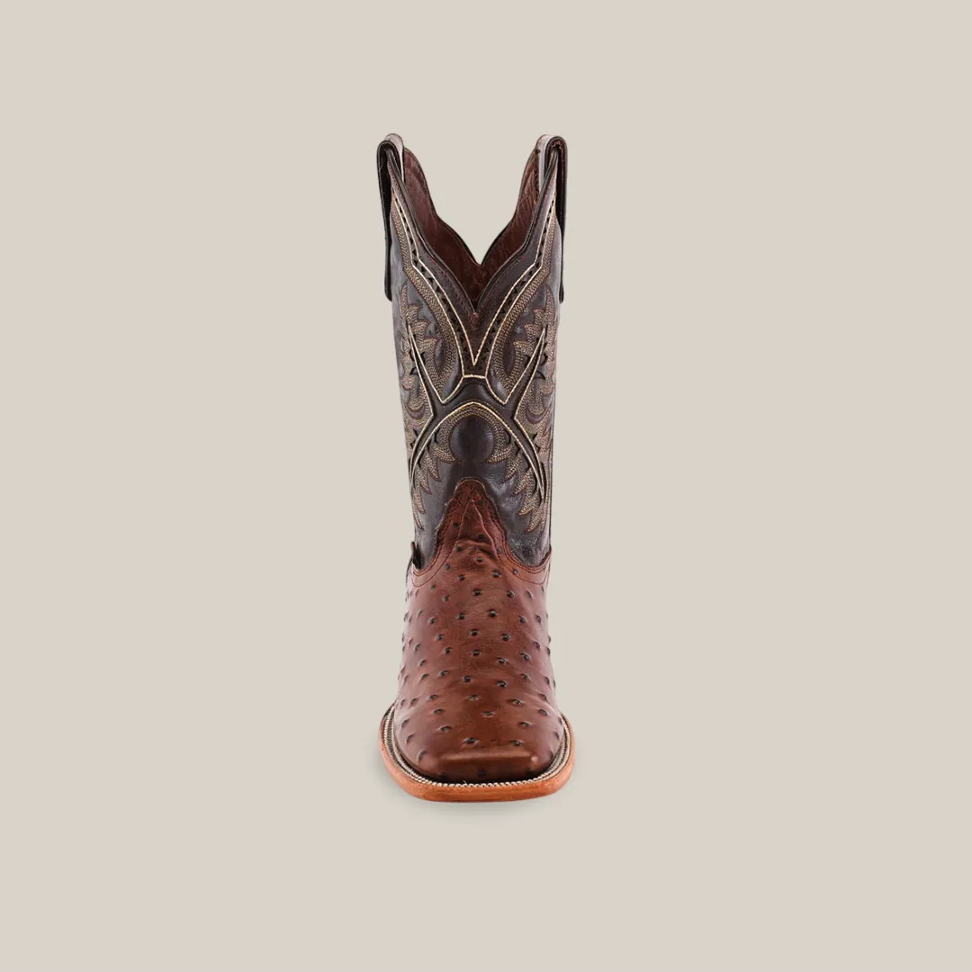 Karoo Ostrich Print Chocolate - Square Toe