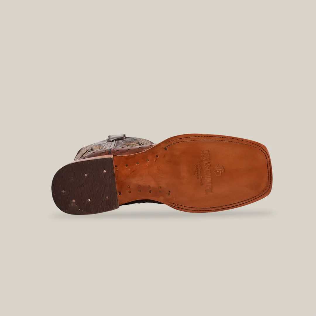 Karoo Ostrich Print Chocolate - Square Toe