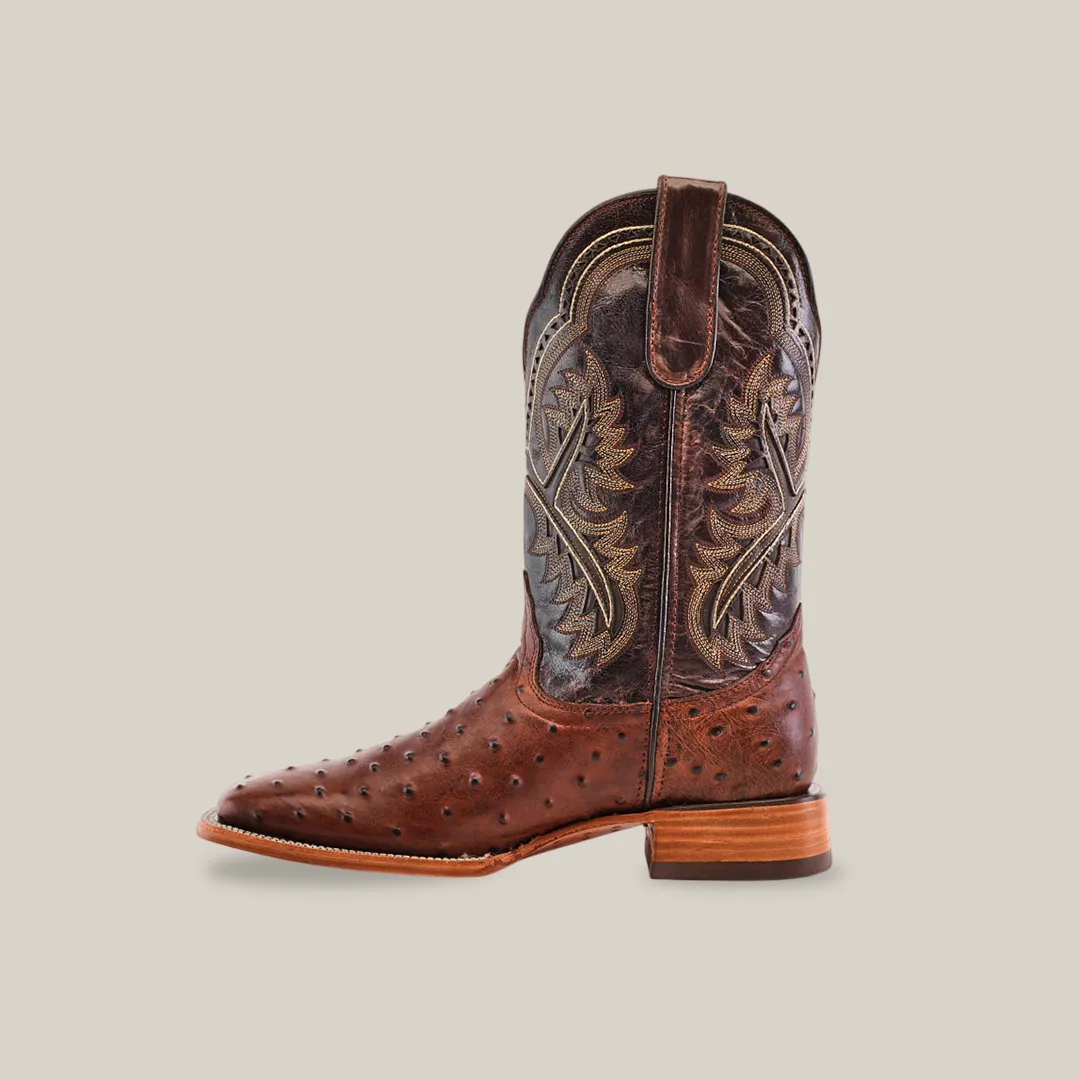 Karoo Ostrich Print Chocolate - Square Toe