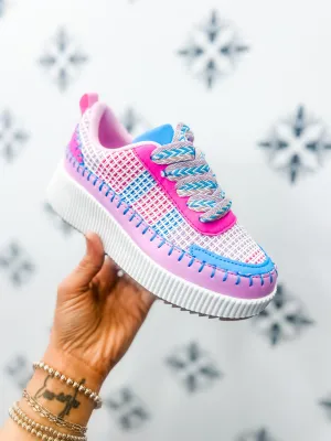Kid's Magnolia Sneaker - Blue   Fuchsia (was $44.90)