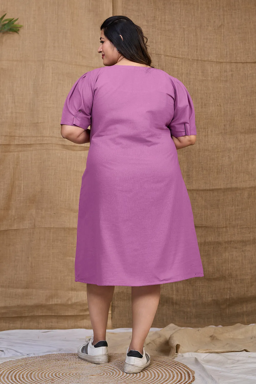 Lavender cotton dress with pockets