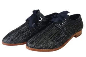 MATT BERNSON Women's Black Onyx Raffia Dita Loafers #MB165 NWB