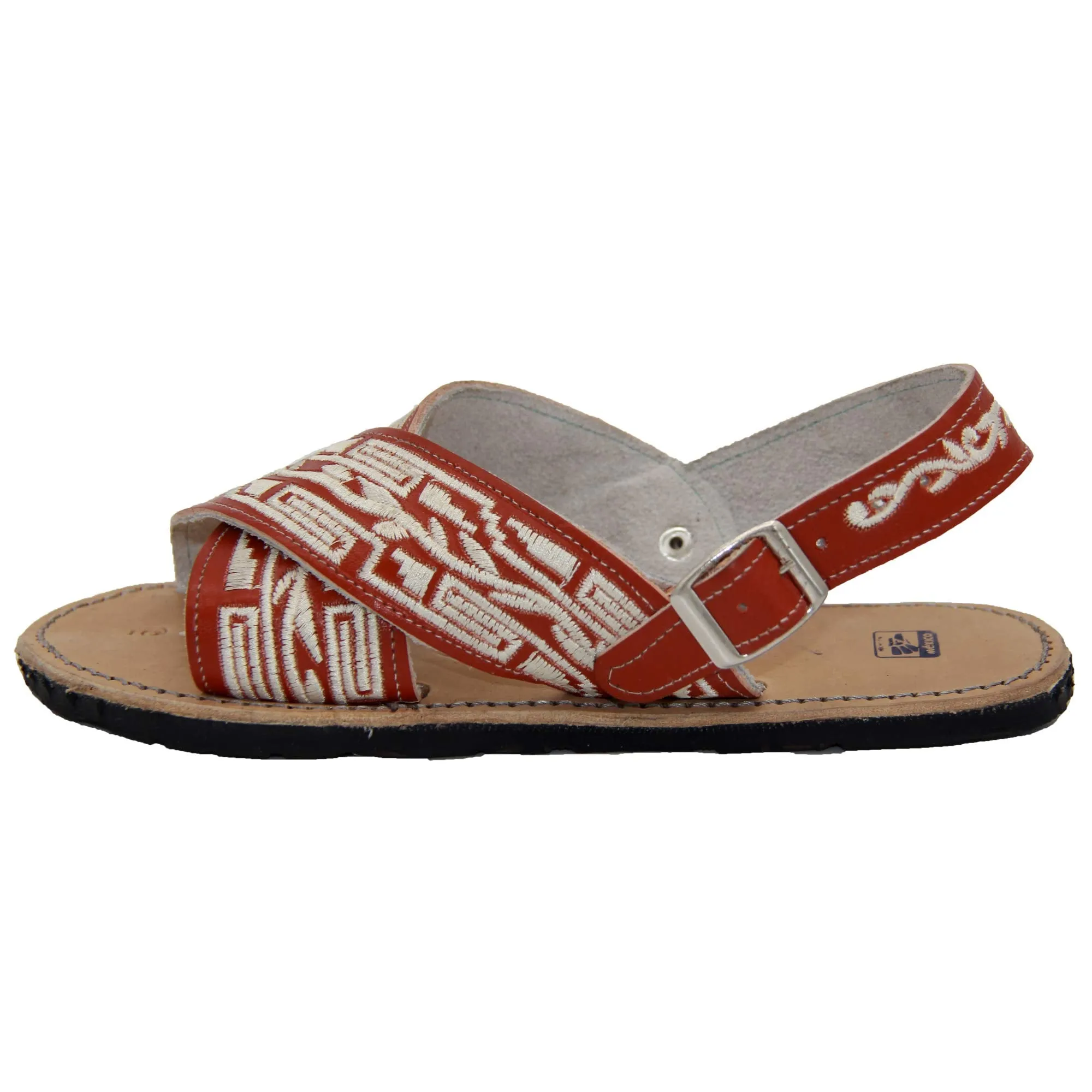 Mens Leather Embroidered Mexican Huarache Open Toe Sandal