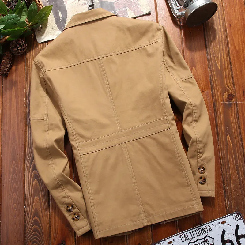 Men's Mid-Length Windbreaker Business Casual Jacket