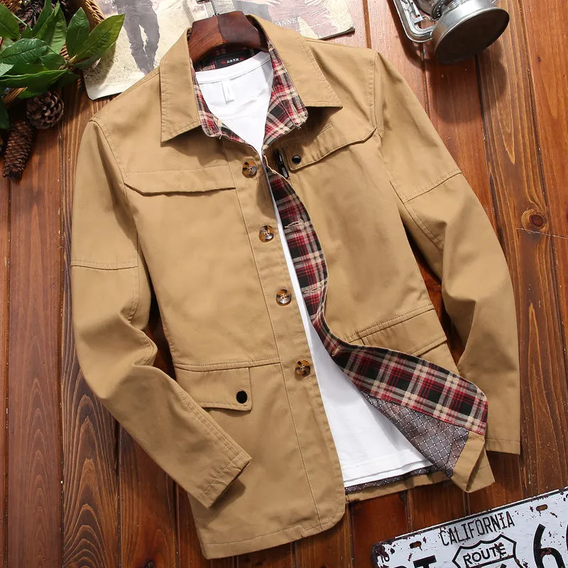 Men's Mid-Length Windbreaker Business Casual Jacket