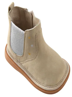 Mooshu Trainers Girls Ivory Bella Sparkle Stars Squeaky Boots 5-9 Toddler