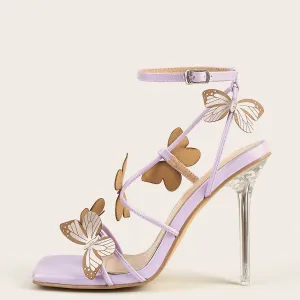 New Women's Sandals Sexy Square Head Butterfly Word