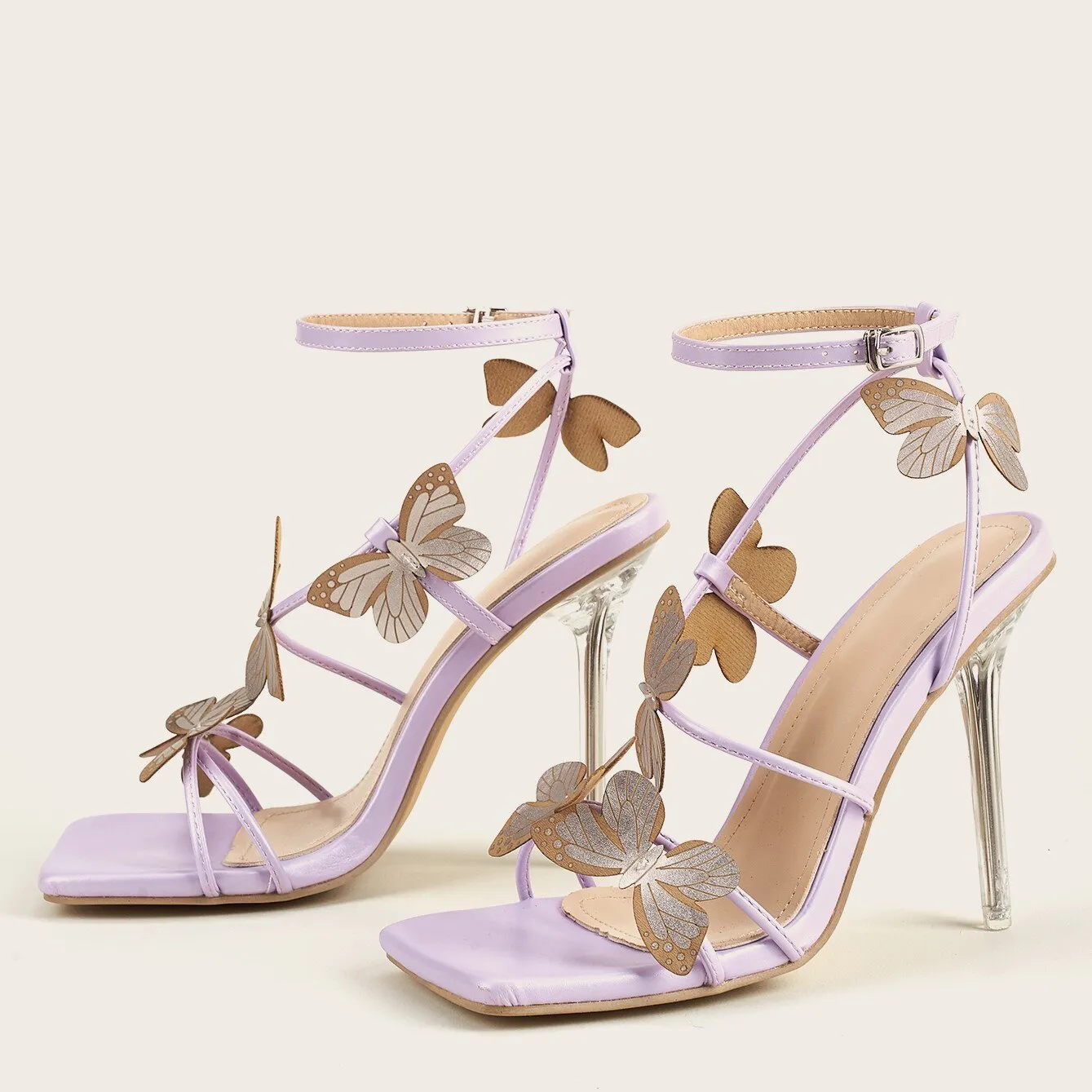 New Women's Sandals Sexy Square Head Butterfly Word