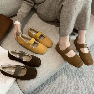 Plain Fleece-Lined Mary Jane Flats