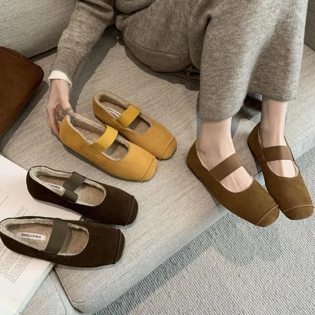 Plain Fleece-Lined Mary Jane Flats