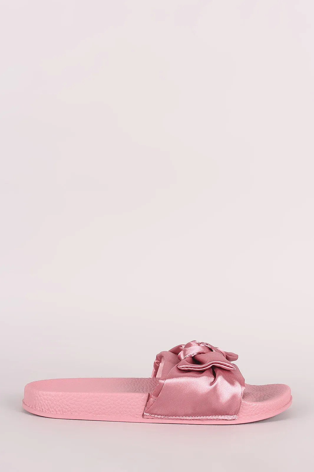Satin Oversized Bow Slide Sandal