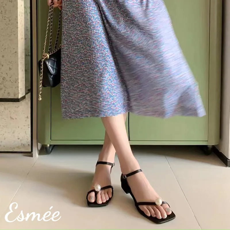 Silk Sandals with Pearl Design