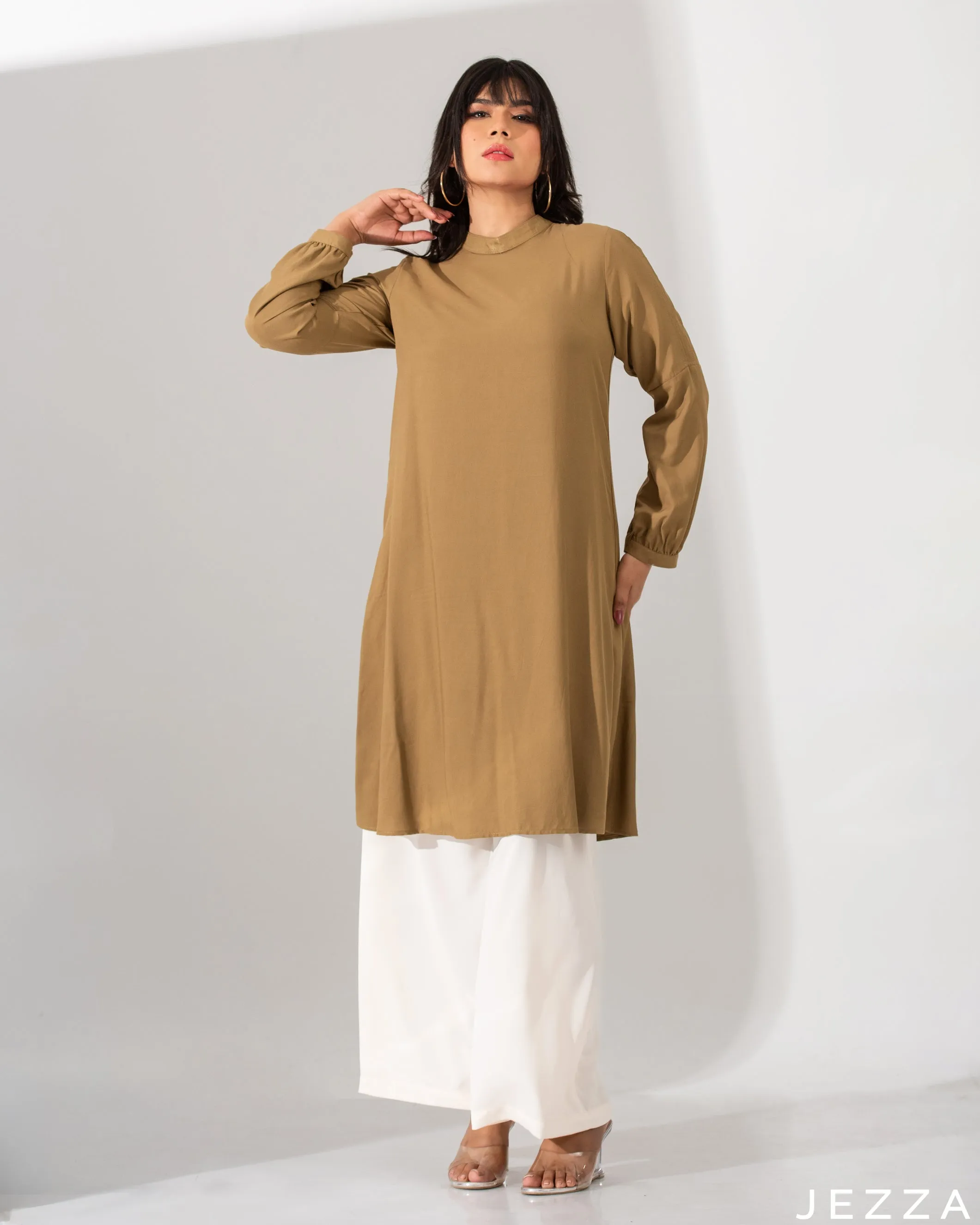 Simple Long Top In Soft Viscose Cotton 50992