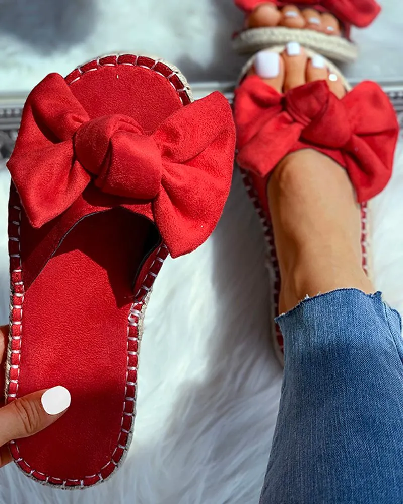 Suede Bowknot Design Sandals