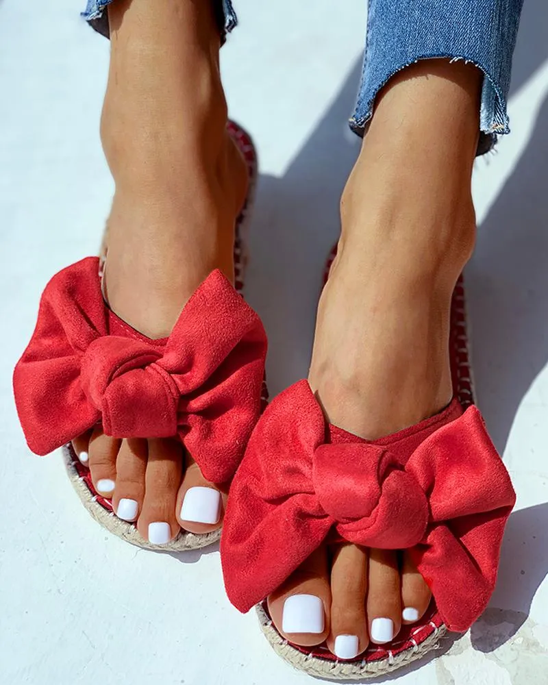Suede Bowknot Design Sandals