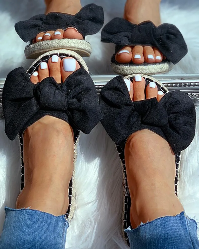 Suede Bowknot Design Sandals