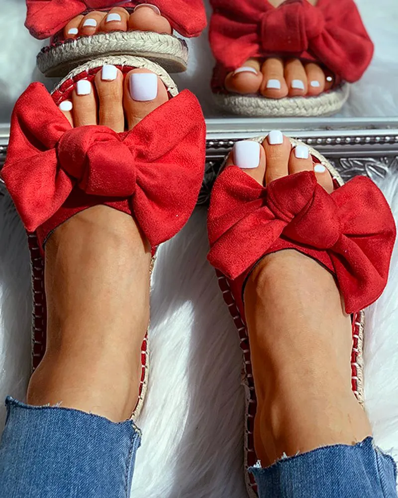 Suede Bowknot Design Sandals