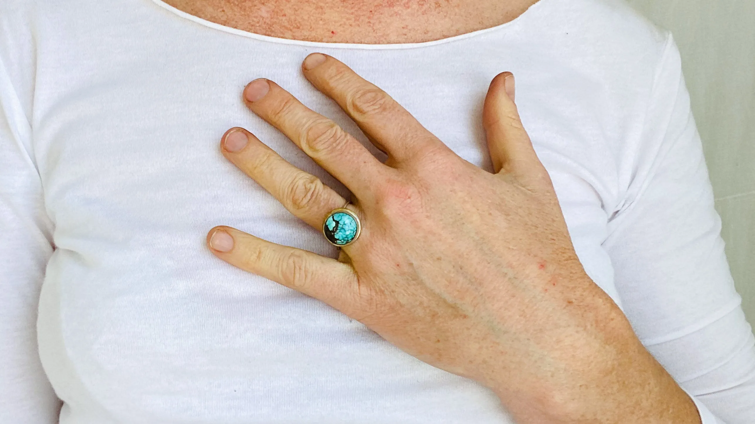 Turquoise and Silver Ring. Size 8.75