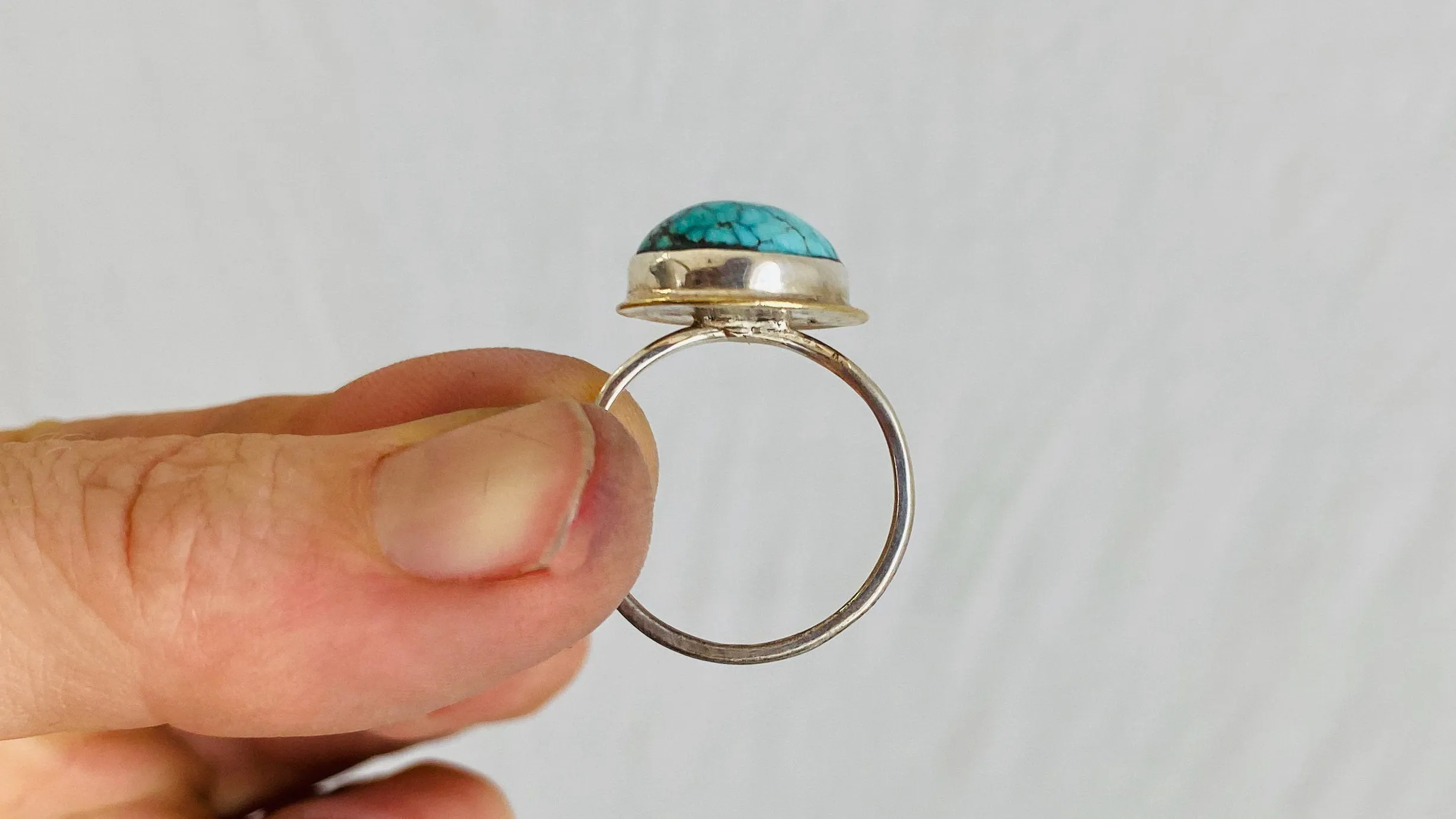 Turquoise and Silver Ring. Size 8.75