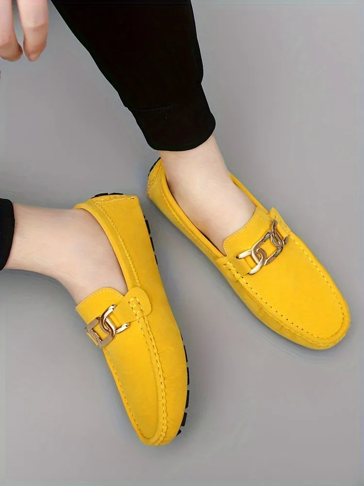 Women'S Loafers With Buckle Decor, Comfortable Solid Rubber Sole Slip-On Flats, Durable Anti-Slip Casual Shoes