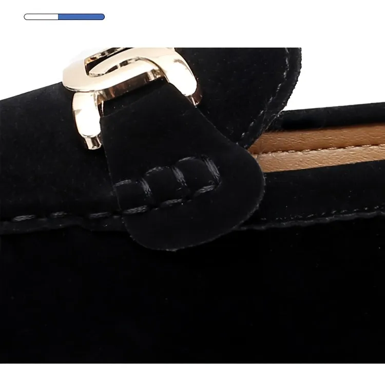 Women'S Loafers With Buckle Decor, Comfortable Solid Rubber Sole Slip-On Flats, Durable Anti-Slip Casual Shoes