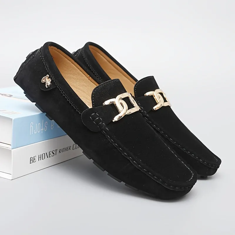 Women'S Loafers With Buckle Decor, Comfortable Solid Rubber Sole Slip-On Flats, Durable Anti-Slip Casual Shoes