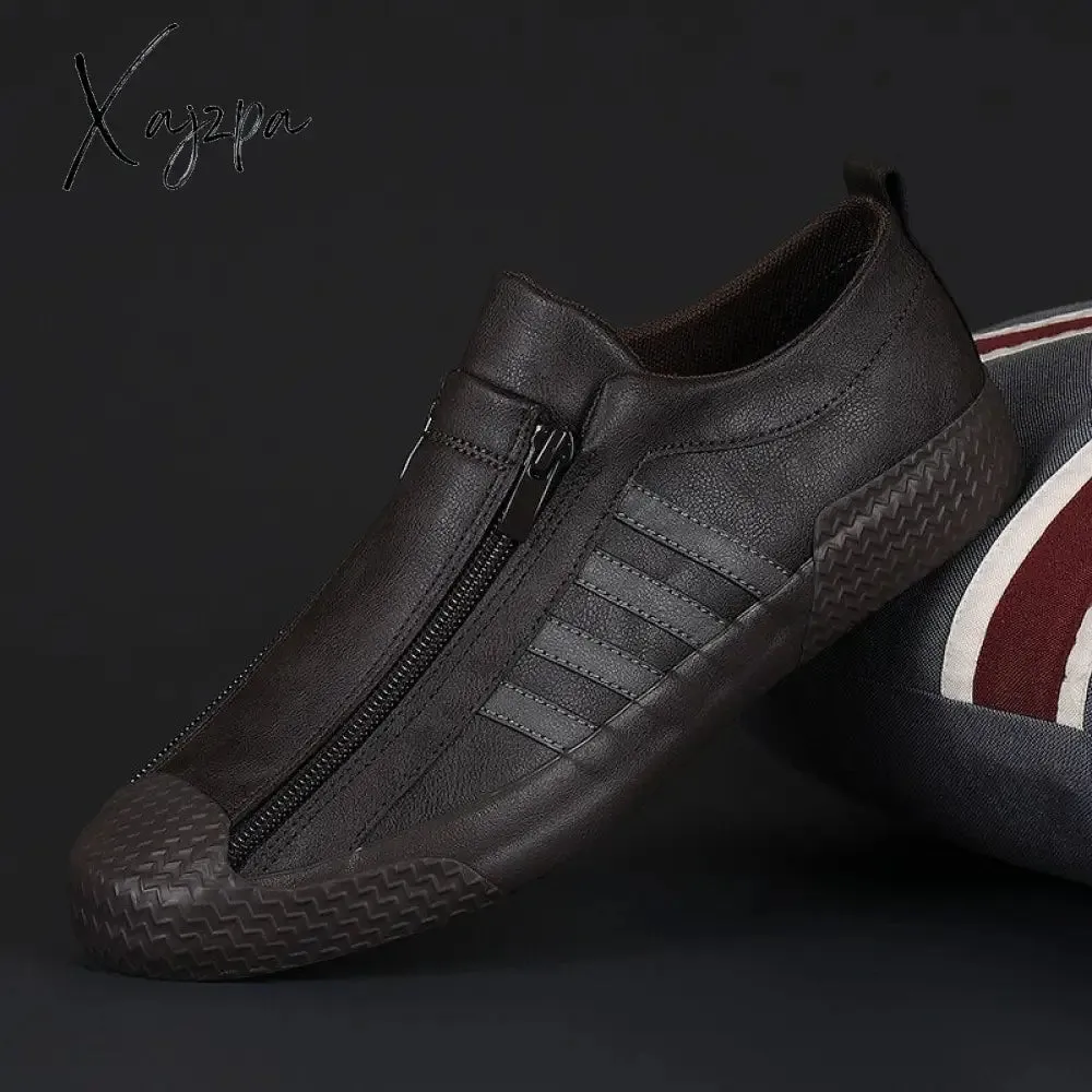 Xajzpa - Comfortable fashion casual male shoes men leather sneakers for men adult Men Loafers Moccasins Leather Shoes New