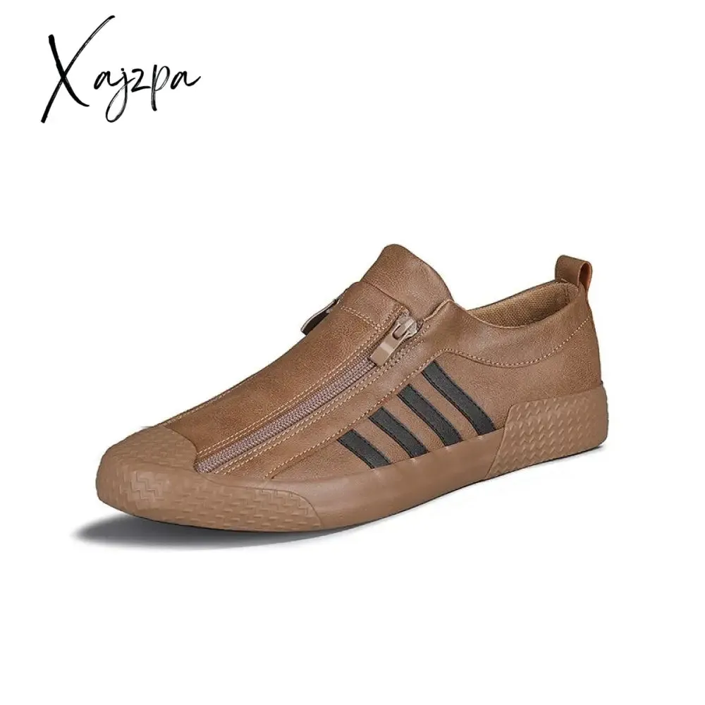 Xajzpa - Comfortable fashion casual male shoes men leather sneakers for men adult Men Loafers Moccasins Leather Shoes New