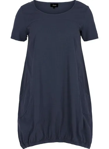 Zizzi Cotton Bubble Dress in Navy